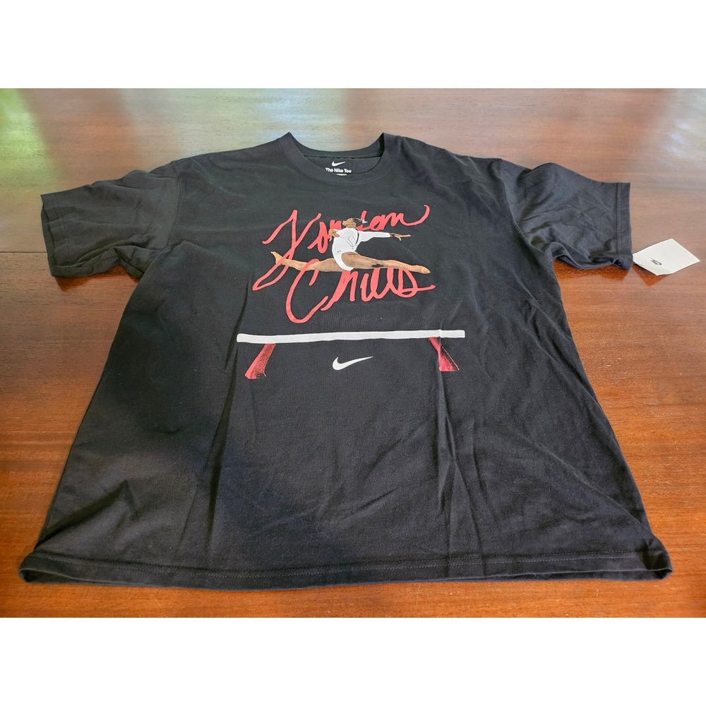 Nike Jordan Chiles T-Shirt Mens Large Black Gymnastics Graphic Loose Fit Tee